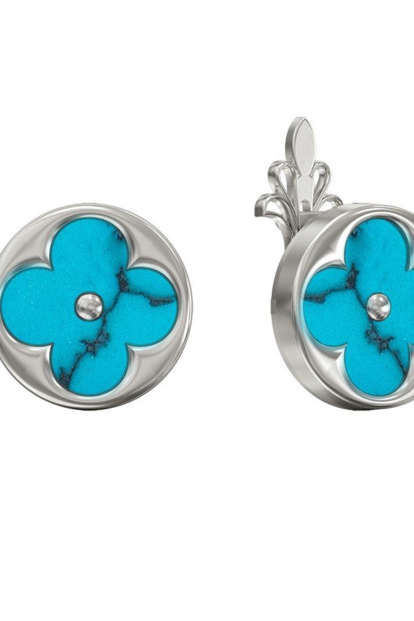Серьги из белого золота c бирюзой