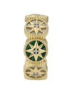 Кольцо из лимонного золота c бриллиантами, малахитом и перламутром