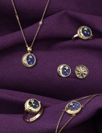 Кольцо из лимонного золота c бриллиантами и лазуритом