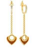 Серьги из лимонного золота c фианитом и тигровым глазом