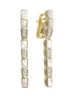 Серьги из лимонного золота c бриллиантами и перламутром