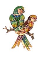 Брошь из золота c эмалью и фианитом