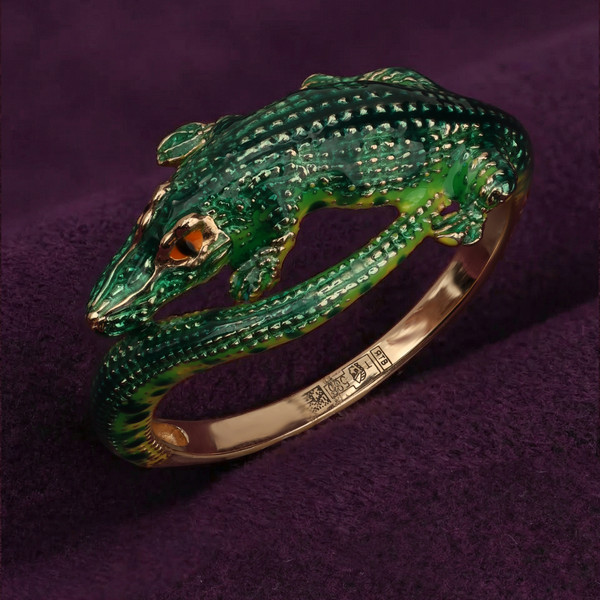 Кольцо из красного золота 585 пробы c эмалью