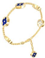 Браслет из лимонного золота c лазуритом и перламутром