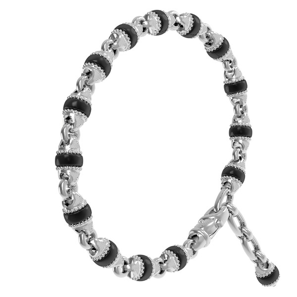 Браслет из белого золота 585 пробы c ониксом