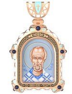 Образок из золота c эмалью, иконописью и темперой