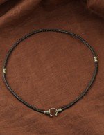 Гайтан из зелёного золота c кожаным шнурком