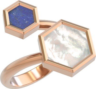 Кольцо из золота c лазуритом и перламутром