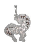 Подвеска из белого золота c эмалью, тигровым глазом и перламутром