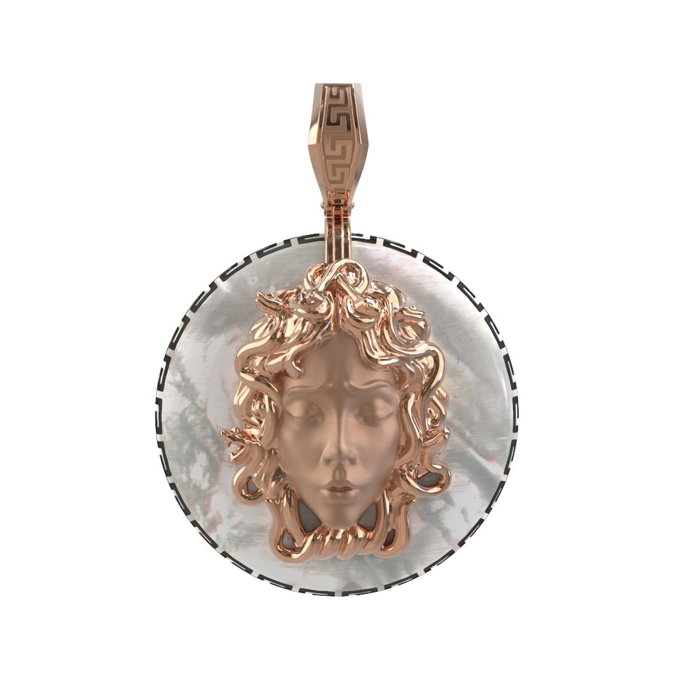 Подвеска из красного золота 585 пробы c эмалью и перламутром