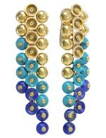 Серьги из лимонного золота c бирюзой и лазуритом