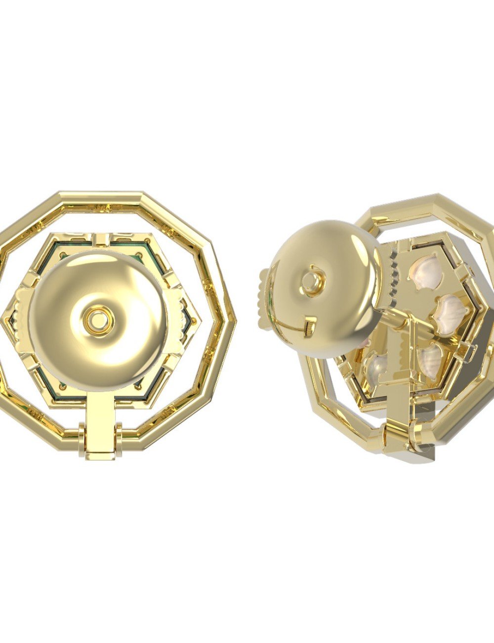 Серьги из лимонного золота c малахитом и перламутром