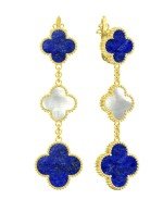 Серьги из лимонного золота c лазуритом и перламутром