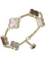 Браслет из лимонного золота c тигровым глазом и перламутром