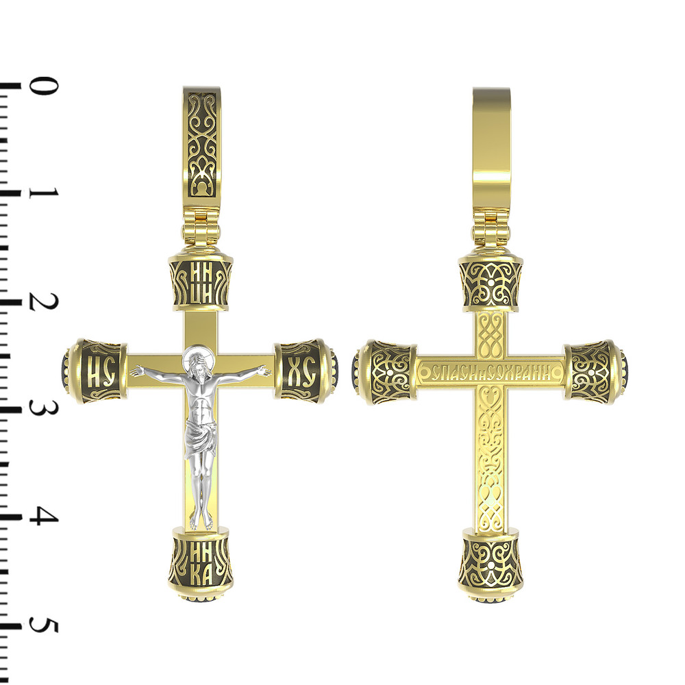 Крест из лимонного золота 585 пробы c ониксом