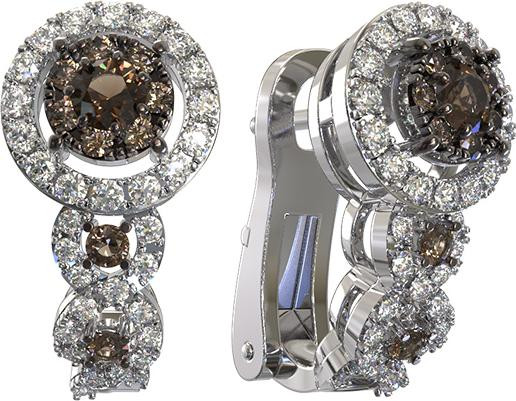 Серьги из белого золота 585 пробы c бриллиантами