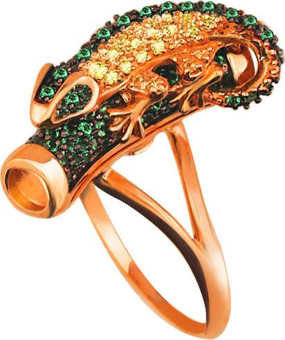 Кольцо из красного золота 585 пробы c фианитом