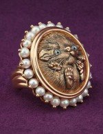 Кольцо из золота c эмалью и жемчугом