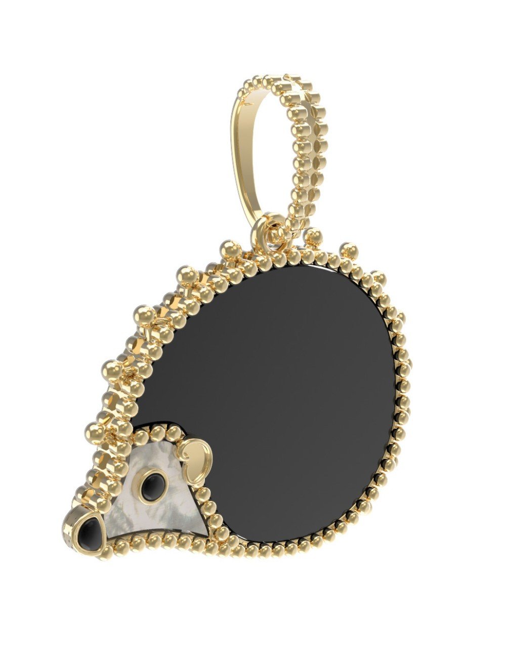 Подвеска из лимонного золота c эмалью, ониксом и перламутром