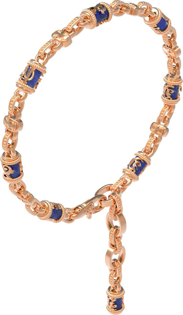 Браслет из красного золота 585 пробы c лазуритом