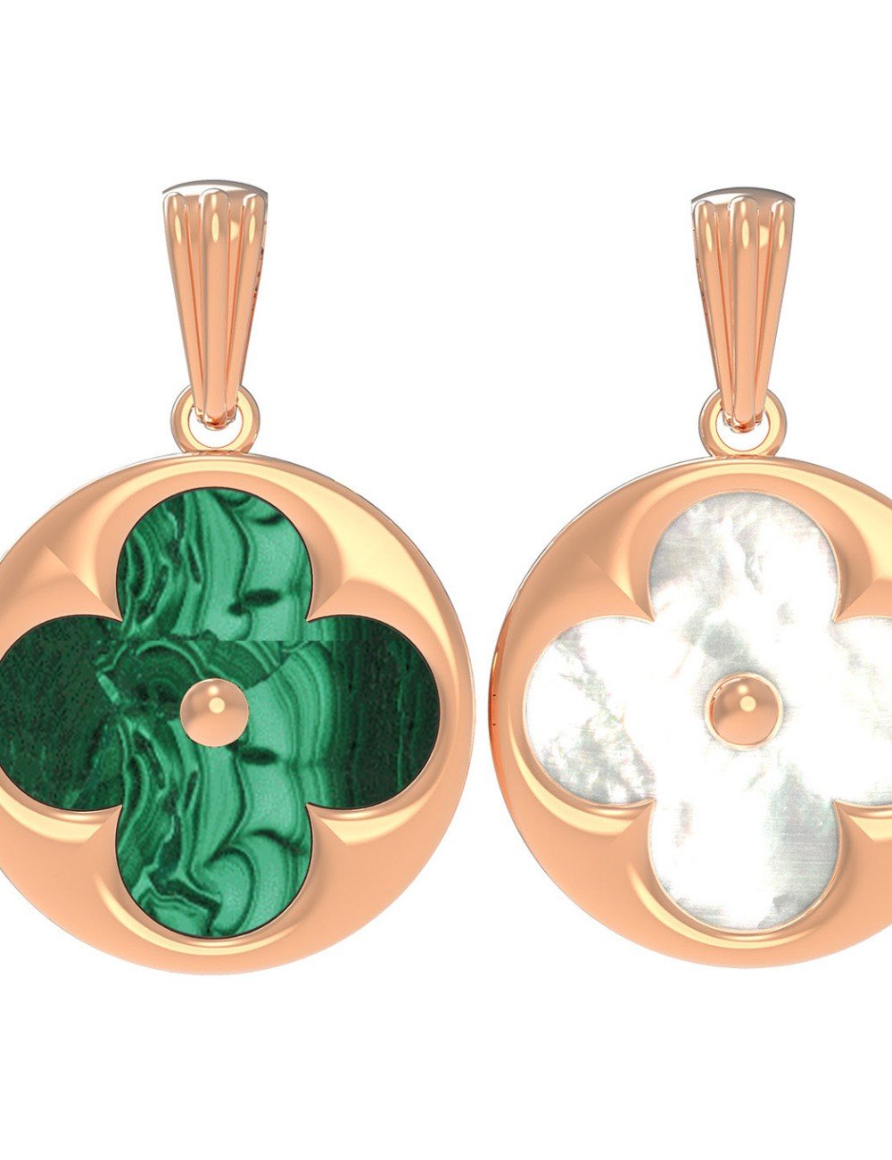 Подвеска из золота c малахитом и перламутром