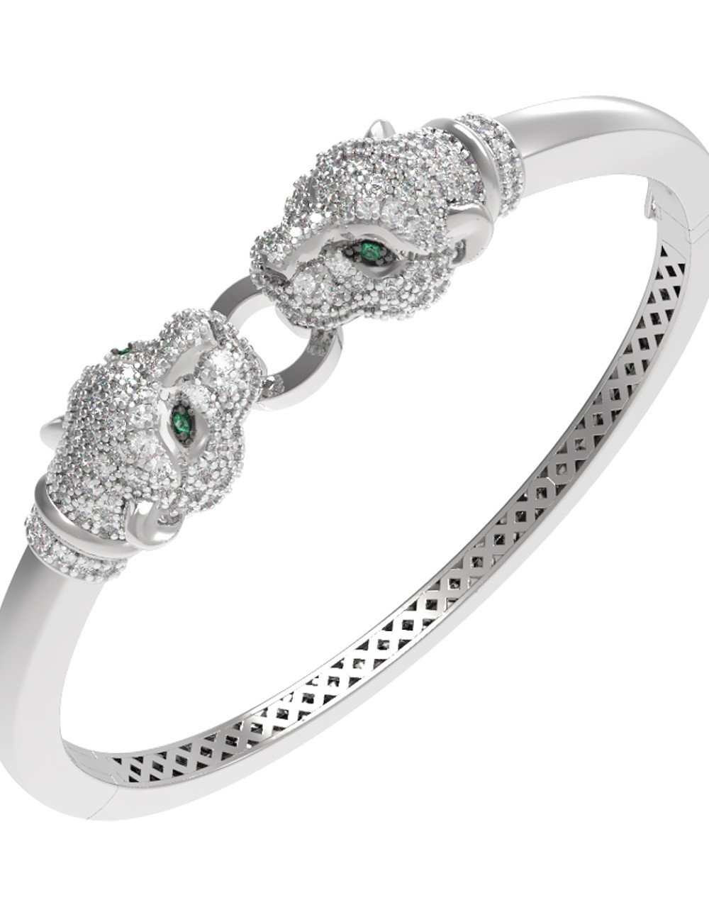 Браслет из белого золота c бриллиантами и изумрудом