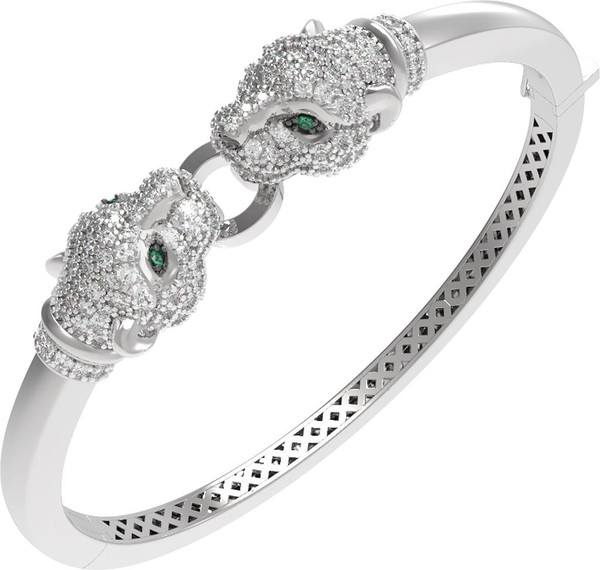 Браслет из белого золота 585 пробы c бриллиантами и изумрудом