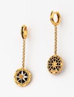 Серьги из золота c эмалью и ониксом