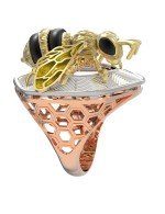 Кольцо из золота c эмалью, ониксом и эмалью