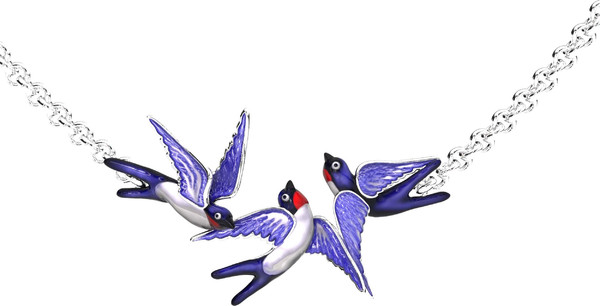 Колье из белого золота 585 пробы c эмалью