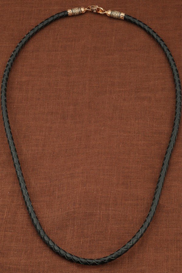 Гайтан из золота c кожаным шнурком