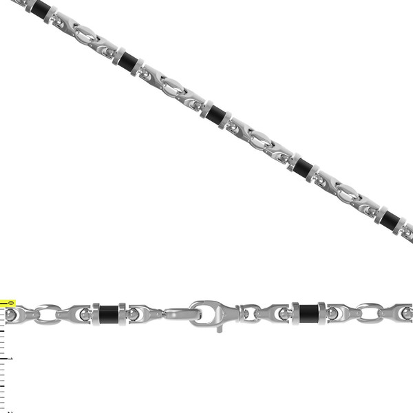 Цепь из белого золота 585 пробы c ониксом