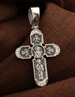 Крест из белого золота c бриллиантами