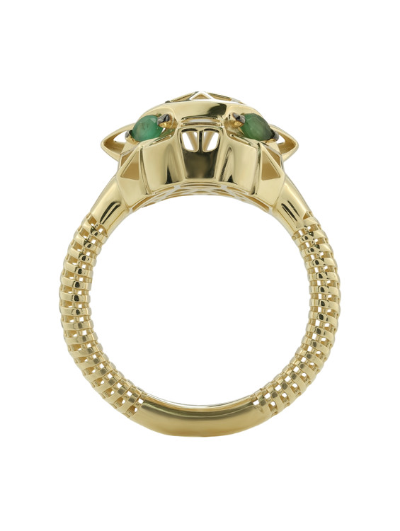 Кольцо из лимонного золота 585 пробы c изумрудом