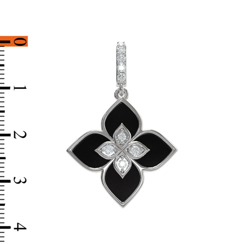 Подвеска из белого золота 585 пробы c бриллиантами и ониксом