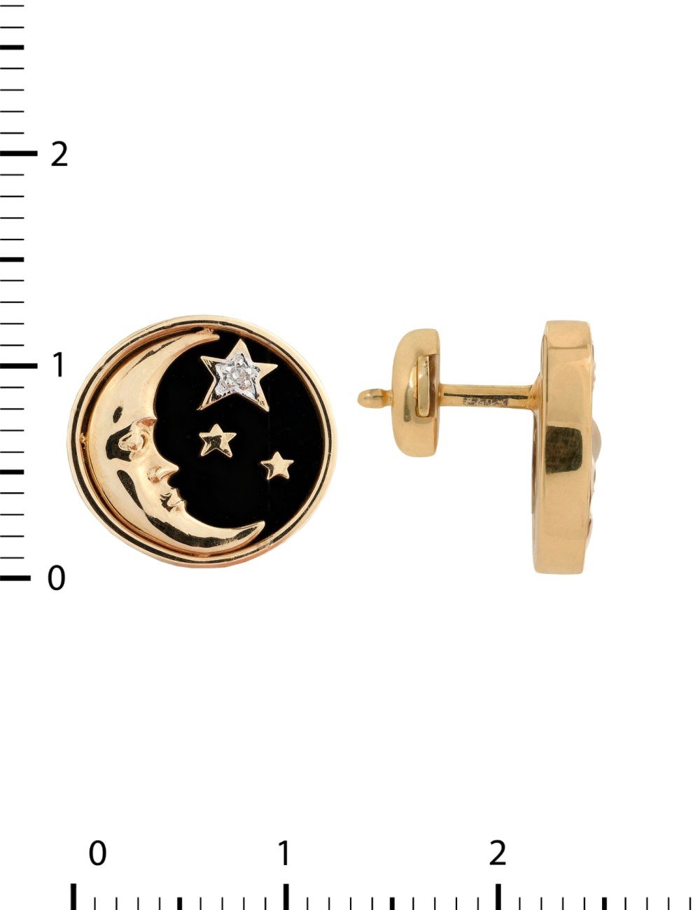 Серьги из золота c бриллиантами, ониксом и перламутром