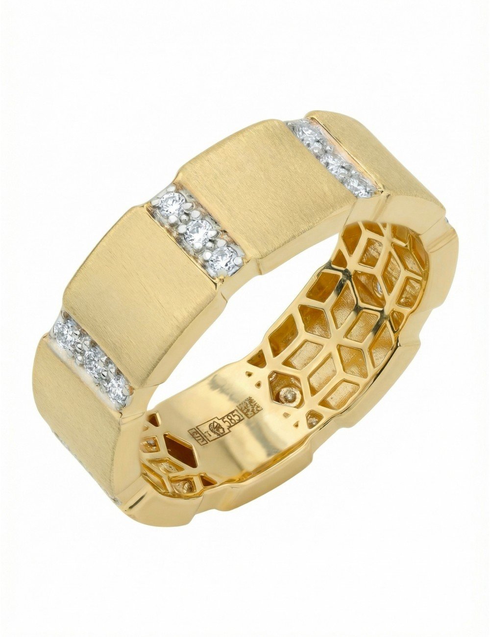 Кольцо из лимонного золота c бриллиантами