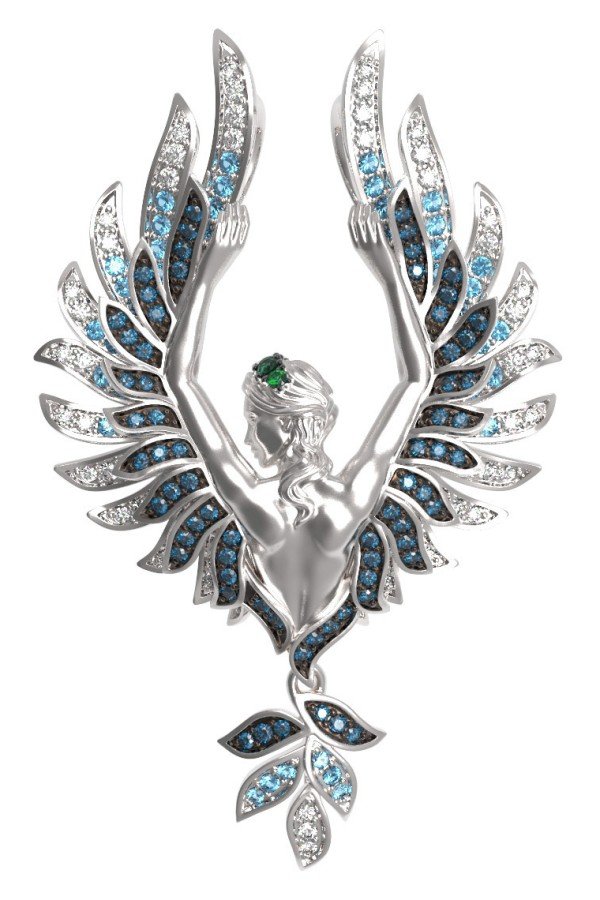 Подвеска из белого золота c фианитом