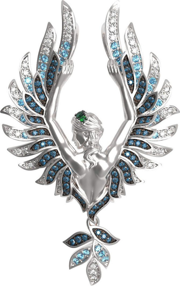 Подвеска из белого золота 585 пробы c фианитом