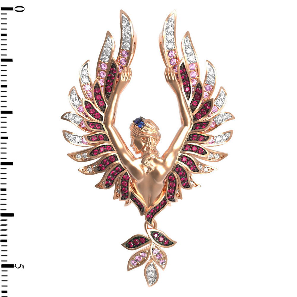 Подвеска из красного золота 585 пробы c фианитом