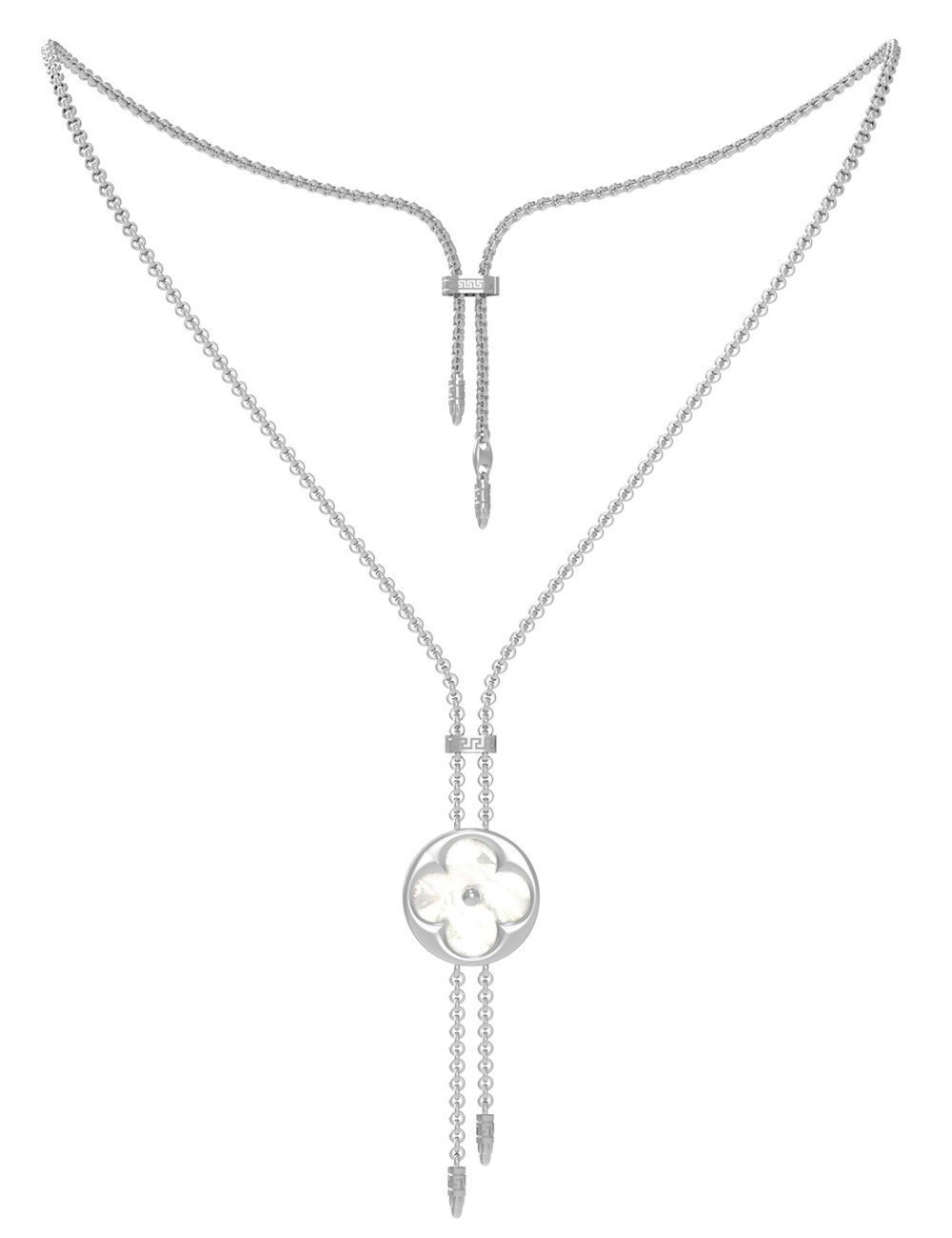 Колье из белого золота c лазуритом и перламутром