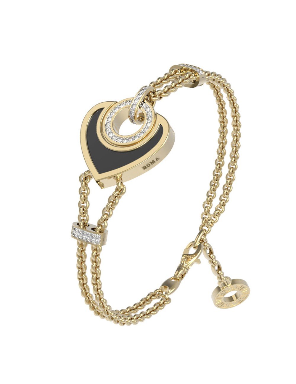 Браслет из лимонного золота c бриллиантами, ониксом и перламутром