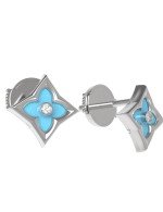 Серьги из белого золота c бриллиантами и бирюзой