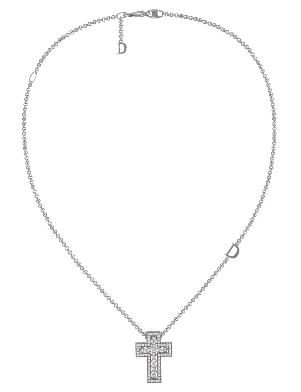 Крест из белого золота c бриллиантами