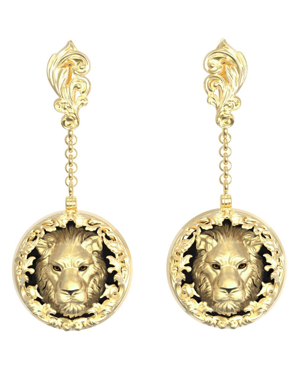 Серьги из лимонного золота c эмалью и ониксом