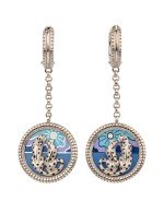 Серьги из белого золота c эмалью