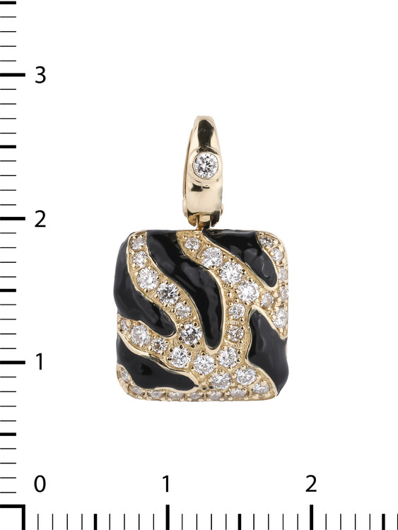 Подвеска из лимонного золота 585 пробы c эмалью и бриллиантами