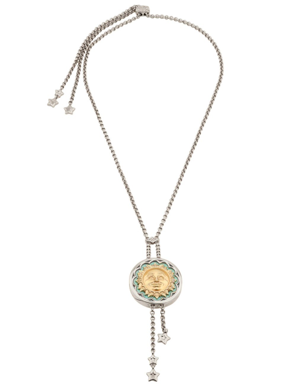 Колье из белого золота c бирюзой и лазуритом