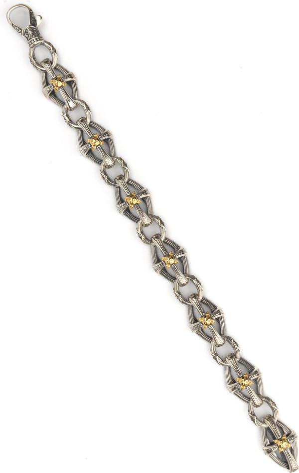 Браслет из серебра 925 пробы и золота 750 пробы c рубином