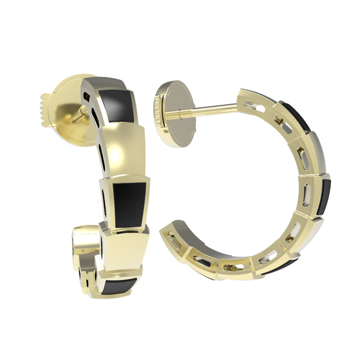 Серьги из лимонного золота 585 пробы c ониксом